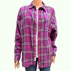Disney Frozen Anna Purple Cotton Flannel Button Down Shirt 2X